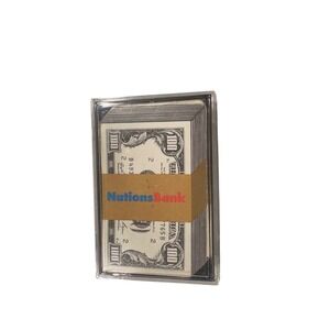 Vintage NationsBank $100 Bill Money Playing Cards Deck with Case Collectible